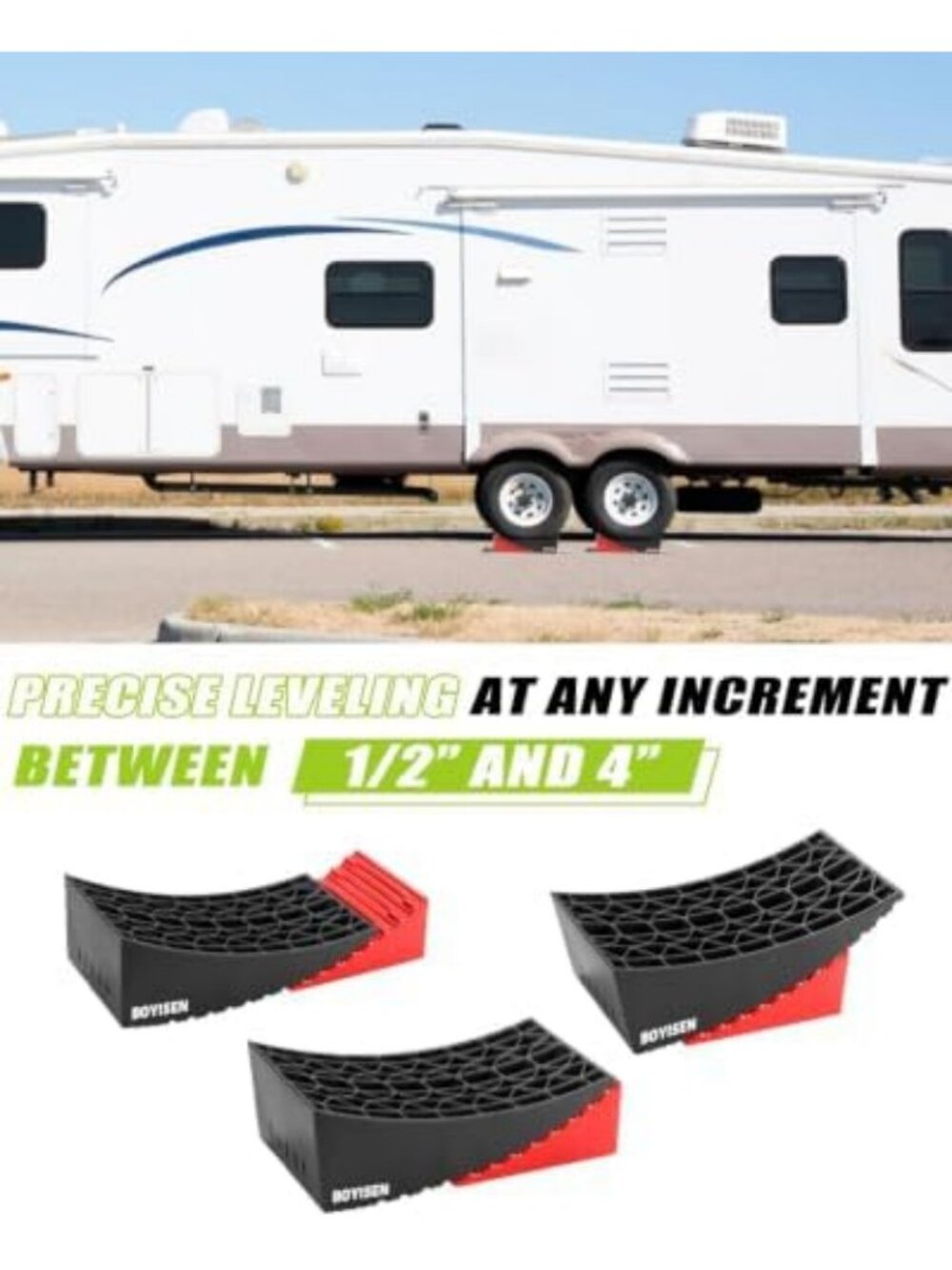 Camper Leveling Blocks - 2 Pack RV Levelers & Car Ramp Kit for Trailers - Picture 4 of 6